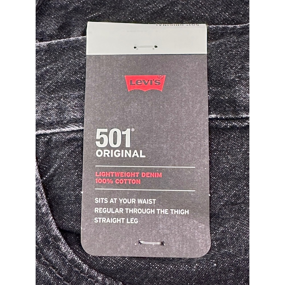 Levis 501 Original Mens 29x30 Black Lightweight Denim Straight Leg Jeans - Picture 5 of 8